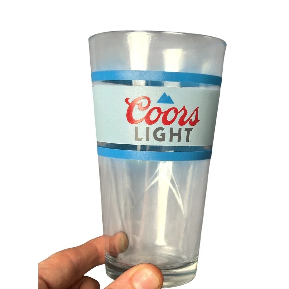 Coors Light Silver Bullet Pint Glass Embossed Mountain Logo Beer Barware Clear